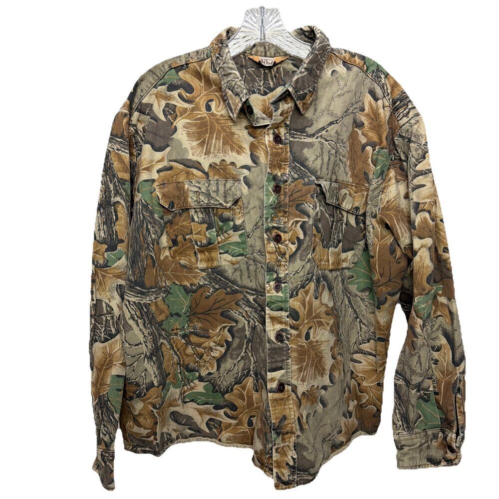 Vintage Walls Shirt Men’s Camo Tan Long Sleeve Button-Up Hunting